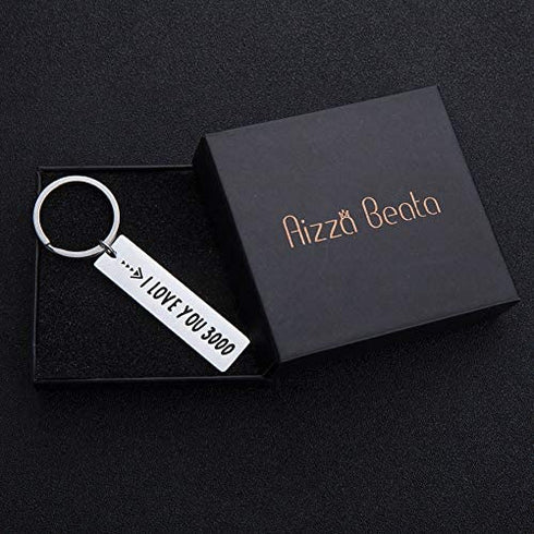 Aizza Beata I Love You 3000 Keychain Gifts for Boyfriend Girlfriend Birthday Valentine Wedding Anniversary for Husband Wife Hubby Fans Christmas 2023 Graduation for Women Men Stocking Stuffer