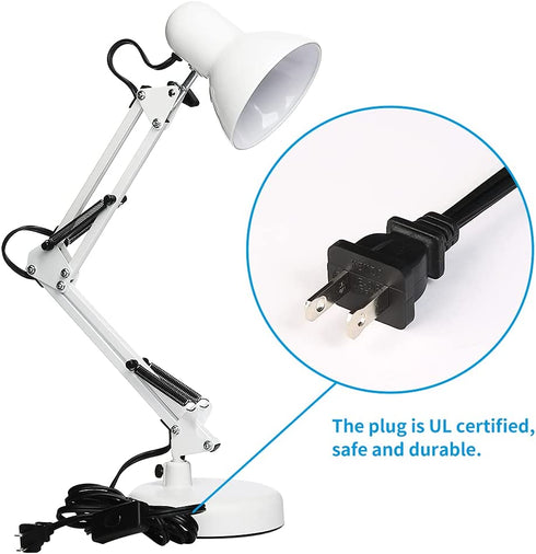 Gupuzm Led Desk Lamp with Clamp - Swing Arm Desk Lamp with 5 LED Cold Light Bulbs 6500K - Folding Table Lamp?Used for Office, Work, Study, Dormitory Reading and Eye Protection Desk Lamp (White)