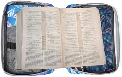 Bible Cover Case Carrier Carrying Bag with Handles for Women Ladies Teens Floral Pattern Flower Print Scripture Tote Good Book Holder Organizer