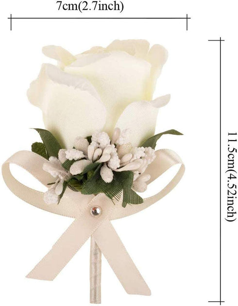 Aivanart 4/8/14 Pcs Rose Boutonnieres Groom Flower for Wedding Party Prom Man Suit Decoration