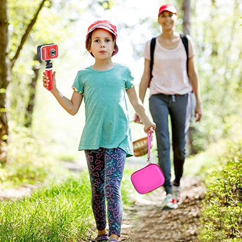 Kids Camera Case for VTech KidiZoom Creator Cam HD Video Camera/ for KODAK Printomatic Digital Instant Print Cameras Toys, Carrying Storage Organizer Bag Also Holds Tripod Accessories(Box Only)-Pink