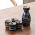 Sake Set Blue Japanese 5 Pieces Traditional Japanese Sake Cup Set Hand Painted Design Porcelain Pottery Ceramic Cups Crafts Wine Glasses Gifts (Blue Wise, 200 ML)