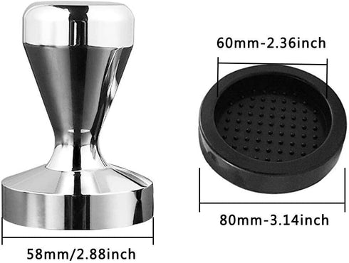 Coffee tamper Espresso Coffee Press Hand Tamper 58mm with Silicone Tamper Mat