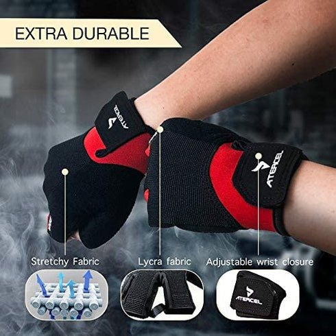 ATERCEL Workout Gloves for Men and Women, Exercise Gloves for Weight Lifting, Cycling, Gym, Training, Breathable and Snug fit