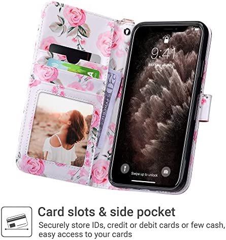 ULAK Compatible with iPhone 11 Pro Max Wallet Case for Women Girls, PU Leather Flip Cover with Card Holder Kickstand Shockproof Protective Purse Case for iPhone 11 Pro Max 6.5 Inch, Rose Gold