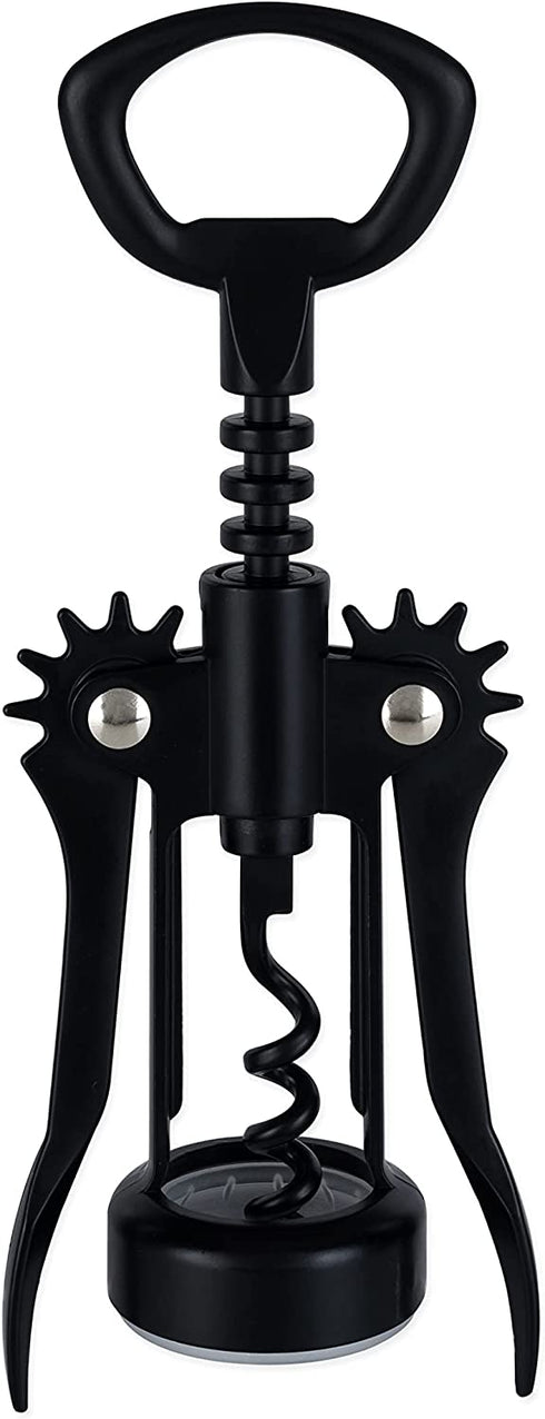 True Soar Matte Black Winged Corkscrew, Self Centering Worm, Bottle Opener