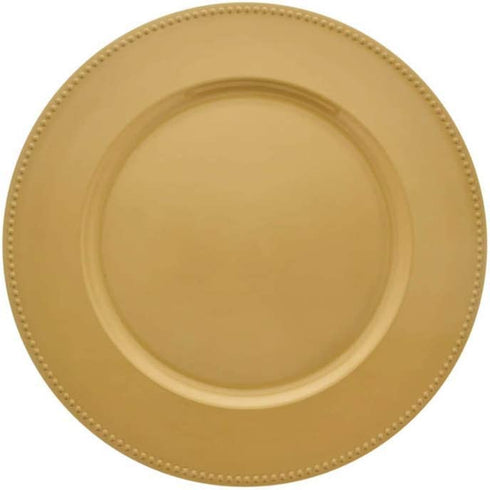 Greenbrier International Charger Plates | Gold Color Beaded Rims | 13 in | Home