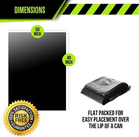 Aluf Plastics 65 Gallon Trash Bags Heavy Duty - (Huge 50 Pack) - 1.5 MIL - 50" x 48" - Large Black Plastic Garbage Can Liners for Contractor, Lawn and Leaf, Outdoor, Storage, Commercial, Industrial, Toter, Bag (PG6-6551)