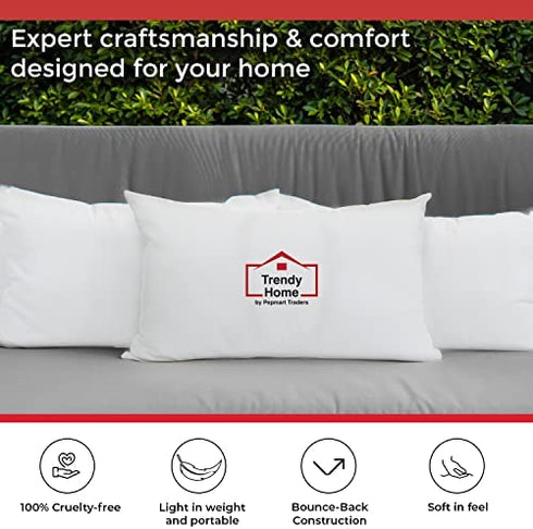 Trendy Home 12x20 Non Woven Premium Stuffer for Home & Office Pillow Stuffer, Decorative Throw Pillow Insert (White, Standard Size)