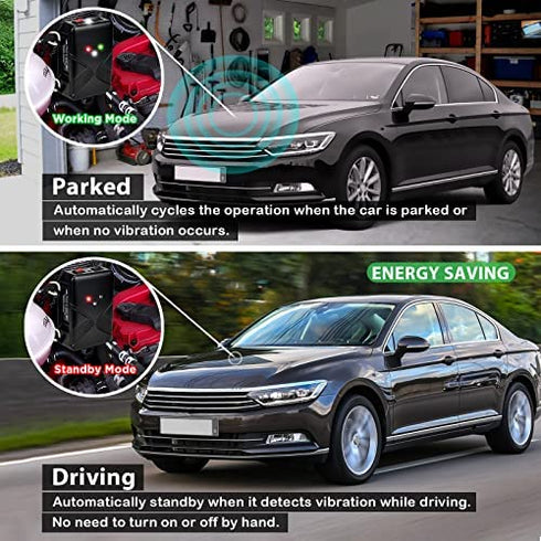 Loraffe Under Hood Animal Repeller Battery Operated Rodent Repellent Ultrasonic Rat Deterrent Keep Mice Away from Car with Ultrasounds and LED Strobe Lights Rodent Defense Vehicle Pest Control