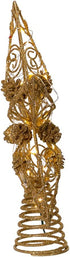 Kurt S. Adler Kurt Adler 11.75-Inch 30 Fairy Light Gold Star with Pinecones Treetop Tree Topper, Multi