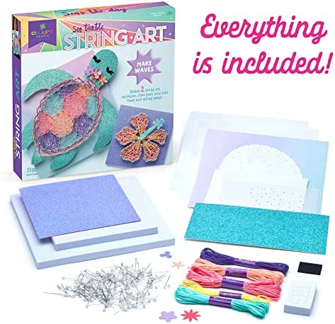 Craft-tastic String Art Sea Turtle for 2 Fun Craft Projects — Sea Turtle and Hibiscus Flower — Ages 10+