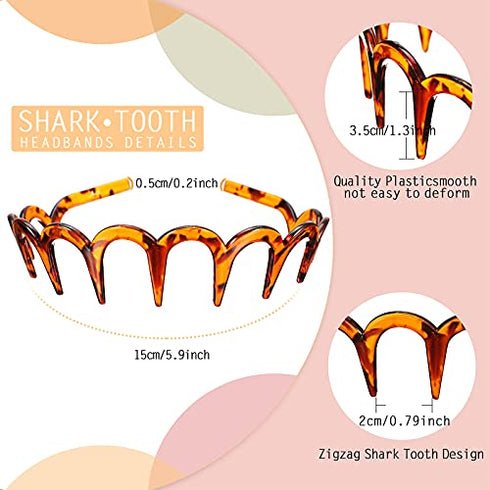 3 Pieces Zig Zag Shark Tooth Headbands Comb Zigzag Plastic Hoop U Shaped Shark Tooth Hair Bands Black Zag Hairbands Wave Shape Plastic Hair Band for Women Girls Hair Accessory Styling