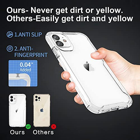 Designed for iPhone 11 Case,ORETech Designed for iPhone 11 Case with 2 x Screen Protector Tempered Glass&1 x Camera Lens Protector for iPhone 11 Transparent Case Cover for iPhone 11 Case-Clear