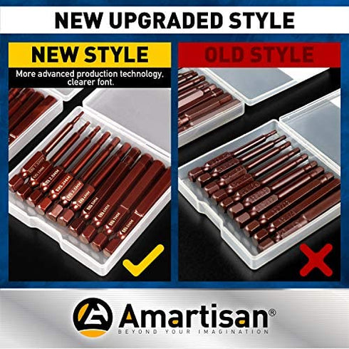 Amartisan 20-Piece Hex Head Allen Wrench Drill Bit Set, Metric and SAE S2 Steel Hex Bits Set, Magnetic Tips, 2.3" Long With Storage box