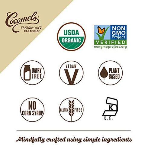 Cocomels Coconut Milk Caramels, Original Flavor, Organic, Dairy Free, Vegan, Gluten Free, Non-GMO, No High Fructose Corn Syrup, Kosher, Plant Based, Individually Wrapped Candy, (1 Pack)