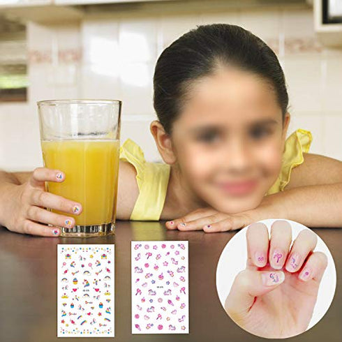 Konsait 1000+pcs Unicorn Nail Stickers Nail Decals Self Adhesive 3D Nail Art Stickers Nail Tips Decorations Manicure Decoration for Kids Little Girls Fingernails Toenails Nail Tips