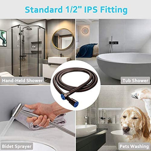 Extra Long Shower Hose 79 Inches, Angle Simple Flexible and No Tangles, Metal Handheld Shower Head Hose, Replacement Bidet Sprayer Hose, Oil Rubbed Bronze