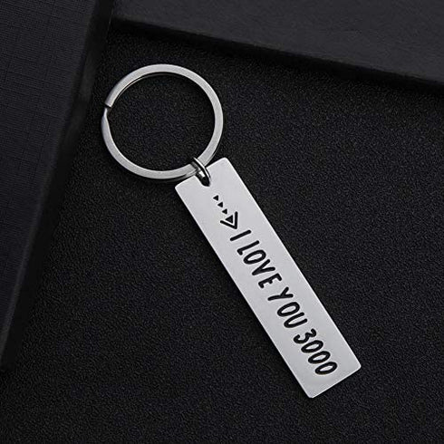 Aizza Beata I Love You 3000 Keychain Gifts for Boyfriend Girlfriend Birthday Valentine Wedding Anniversary for Husband Wife Hubby Fans Christmas 2023 Graduation for Women Men Stocking Stuffer