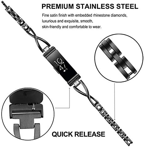 TRUMiRR Watch Band for Inspire 2 / Inspire HR / Inspire, Stainless Steel & Rhinestone Diamond Watchband Jewelry Strap Women Wristband for Fitbit Inspire 2 / Inspire HR / Inspire Fitness Tracker