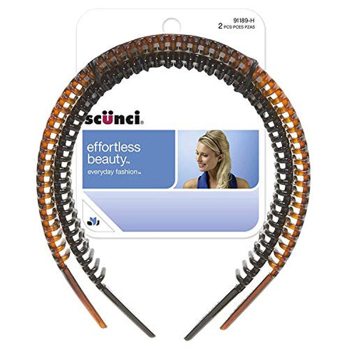 Scunci Effortless Beauty Headbands, 1-Inch Wide, 2-Count (1-Pack)