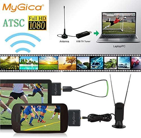 MyGica Mirco USB TV Tuner Card, Watching ATSC Digital TV Anywhere,Freeview HD TV Receiver, Recast Wireless HDTV Stick Tuner Adapter,USB TV Antenna for Android Phone Tablet PC Pad,No Internet Need