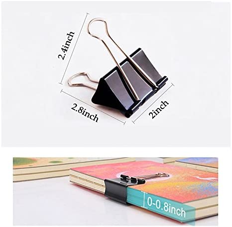 Coofficer Extra Large Binder Clips 2-Inch (24 Pack), Big Paper Clamps for Office Supplies, Black