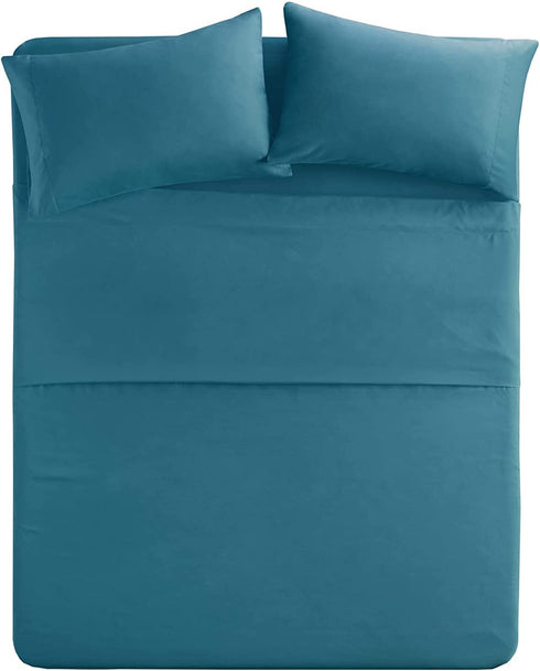 Comfort Spaces Microfiber Set 14" Deep Pocket, Wrinkle Resistant All Around Elastic-Year-Round Cozy Bedding Sheet, Matching Pillow Cases, King, Teal,CS20-0250