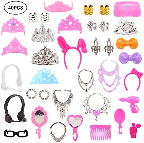 BM 75 Pieces Doll Clothes and Accessories for 11.5 Inch Girl Doll Include 15 Pcs Party Dresses, 10 Pcs Shoes, 10 Pcs Bags, 40 Pcs Different Doll Accessories