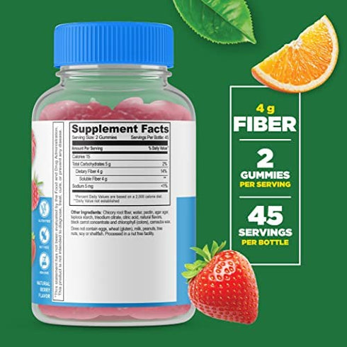 VitaWorks Sugar Free Prebiotics Fiber for Adults - 4g - Great Tasting Natural Flavored Gummy Supplement - Keto Friendly - Gluten Free, Vegetarian, GMO Free - for Gut and Digestive Health - 90 Gummies