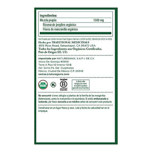 Traditional Medicinals Organic Ginger & Chamomile Herbal Tea, Relieves Occasional Indigestion or Nausea, (Pack of 1) - 16 Tea Bags