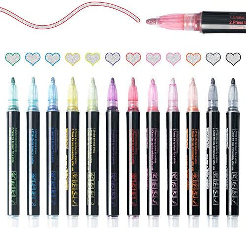 Super Squiggles Outline Markers Set - 12 Color outline Markers, Super Squiggles Markers, Supersquiggles Set for Art, Drawing
