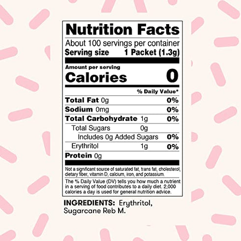 Purecane Zero Calorie Sugar Substitute, Made from All-Natural Sugar Cane, Diabetic Friendly, Keto Diet Friendly, Gluten-free, Zero Net Carbs, 100 Count Sachets, 4.5 Ounce