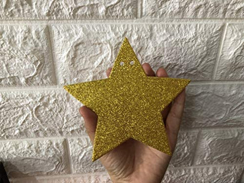 Twinkle Twinkle Little Star Banner, Twinkle Twinkle Little Star Baby Shower Birthday Party Decorations Supplies (Gold Glitter)