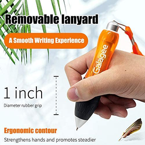 Galagee Wide Body Ballpoint Pens (5 pens + 5 extra black ink refills) - Super Big Fat Pens for Arthritis, Parkinson's, Carpal Tunnel and Essential Hand Tremors