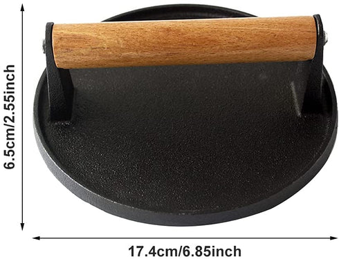 Hovico Cast Iron Grill Press, Heavy Duty Multi Functional - Meat Press, Sandwich & Bacon Press - Burger Press Patty Maker for Kitchen
