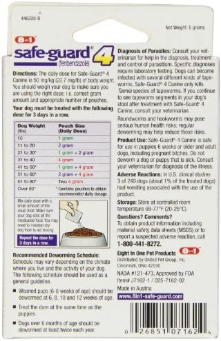 Excel 8 in 1 Safe Guard Canine Dewormer for Medium Dogs, 2-Gram (3 Pouches per Pack)