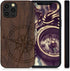 kwmobile Wood Case Compatible with Apple iPhone 12 Pro Max - Phone Case with TPU Bumper - Navigational Compass Dark Brown
