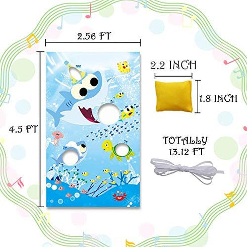 Shark Toss Games with 3 Been Bag Little Shark Party Supplies Been Bag Toss Games Party Games for Kids and Adults in Under the Sea, Shark Theme party Baby Shower Kids’ Birthday Party Summer Pool Game