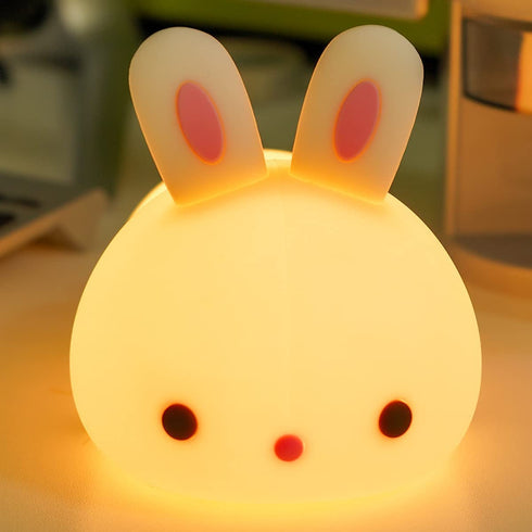 Wenscha Kids Night Light 7 Color Changing USB Rechargeable Night Light for Baby Toddler Christmas Gifts, Touch Portable LED Silicone Bunny Lamp for Nursery Girls Bedroom
