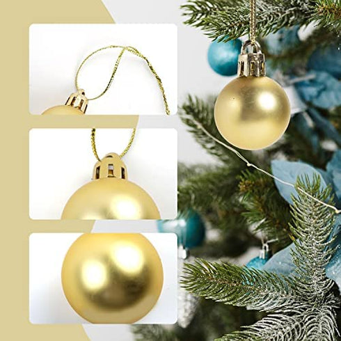 GOOTRADES Set of 24 Mini Shatterproof Christmas Balls Tree Ornaments Party Decoration, 3cm/1.18'' (Gold)