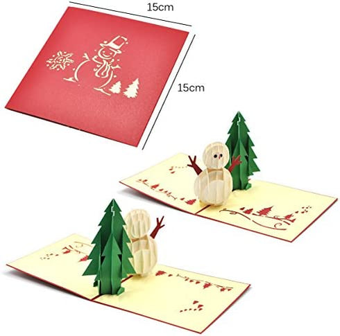 eZAKKA Christmas Cards, 3D Christmas Cards Pop Up Holiday Greeting Gifts Cards with Envelopes for Xmas Merry Christmas New Year, 5-Pack