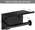 Toilet Paper Holder, CUPAN Adhesive Toilet Paper Holder with Shelf, Stainless Steel Wall Mounted Tissue Roll Paper Dispenser Holder, Washroom Bathroom Matte Black Toilet Paper Roll Holder