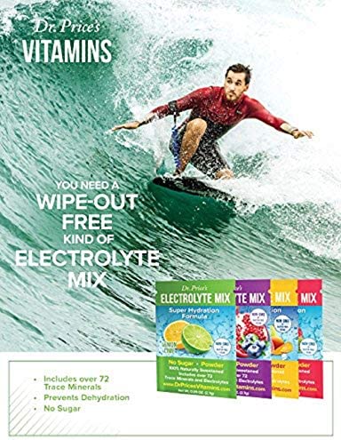 Dr. Price's Vitamins Electrolyte Mix Supplement Powder, 72 Trace Minerals, Potassium, Sodium, Electrolyte Replacement Keto Drink | Lemon-Lime 30 Packets | No Sugar, Keto, Vegan, Non-GMO, Gluten-Free