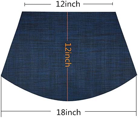 Wedge Placemats Set of 4 Vinyl Placemats for Round Tables Woven Non-Slip Heat-Resistant Easy to Clean Wipeable Washable Dinner Table Mats?Navy Blue?