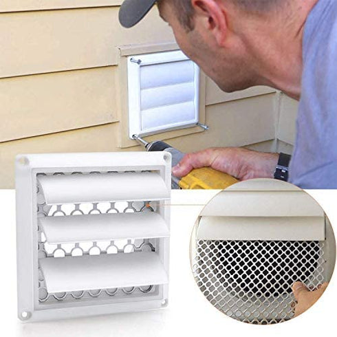 2 PACK Funmit 4 Inch Louvered Dryer Vent Cover Outdoor Including Metal Bird Guard Screen and 4 Screws for Easy to Install Compatible with 4" HVAC Exhaust Dryer Vent Duct Hose