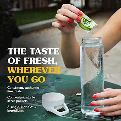 TRUE LIME Water Enhancer, Bulk Dispenser Pack (100 Packets) | Zero Calorie Unsweetened Water Flavoring | For Water, Bottled Water & Recipes | Water Flavor Packets Made with Real Limes