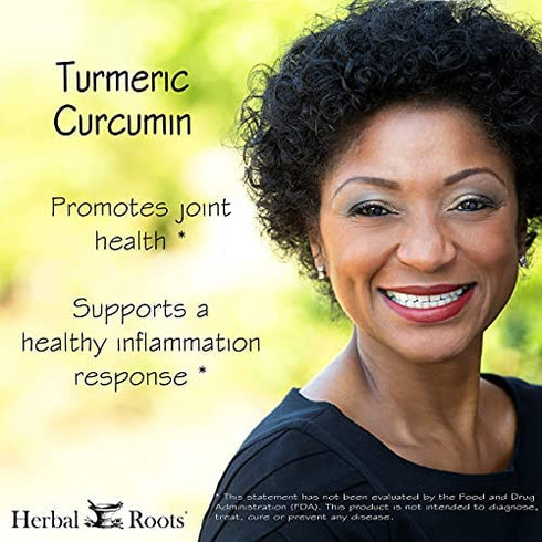 Herbal Roots Turmeric Curcumin Capsules - Extra Strength 1300mg- Made with Organic Turmeric Root - Joint Support - 95% Curcuminoids- Best Absorption with Black Pepper & Ginger - Made in The USA