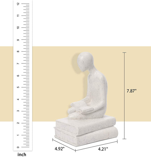 Quoowiit Abstract Sculpture Statues for Home Decor, Abstract Figure Statues Hand Craved Resin Sculpture Modern Home Decoration-143 White