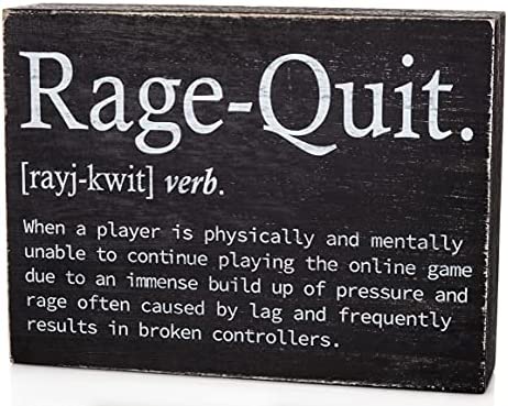 Bella Rosa Home Gamer Room Decor - Gaming Accessories for Game Room - Rage Quit Gifts Video Wall Art - Teen Boy Gifts for Boyfriend